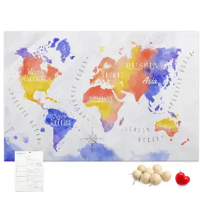 Korkowa tablica Malowana mapa świata art