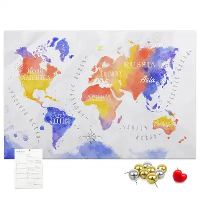 Korkowa tablica Malowana mapa świata art