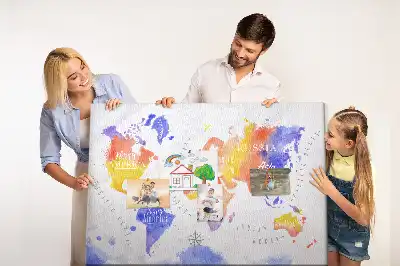 Korkowa tablica Malowana mapa świata