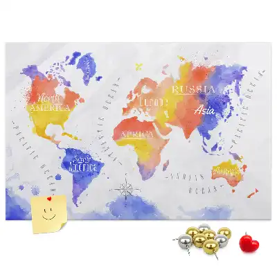 Korkowa tablica Malowana mapa świata art