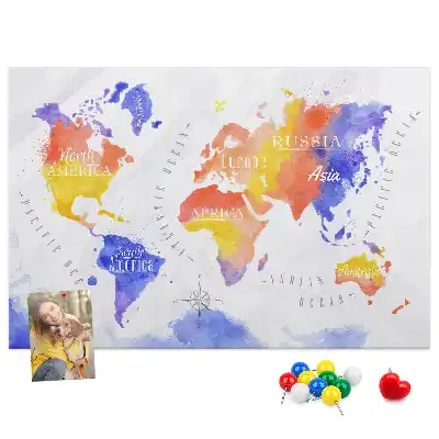 Korkowa tablica Malowana mapa świata art