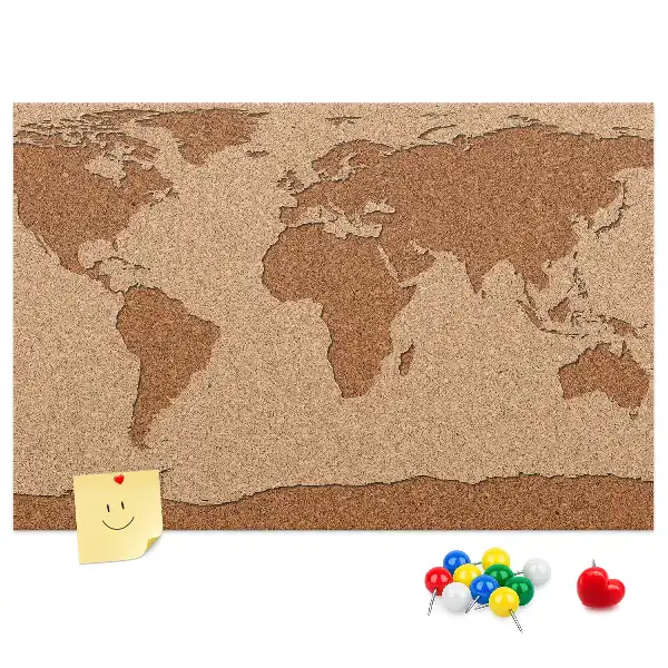Tablica korkowa dla dzieci Mapa świata z korka
