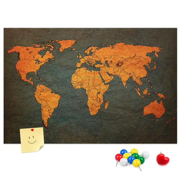 Ozdobna tablica korkowa Wielka mapa świata