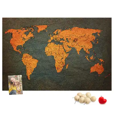 Ozdobna tablica korkowa Wielka mapa świata