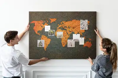 Ozdobna tablica korkowa Wielka mapa świata