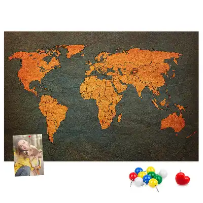 Ozdobna tablica korkowa Wielka mapa świata