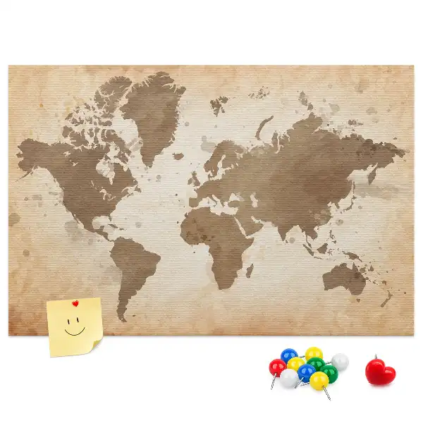 Tablica korkowa Namalowana mapa świata