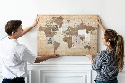 Tablica korkowa Namalowana mapa świata