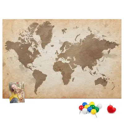 Tablica korkowa Namalowana mapa świata