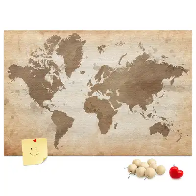 Tablica korkowa Namalowana mapa świata