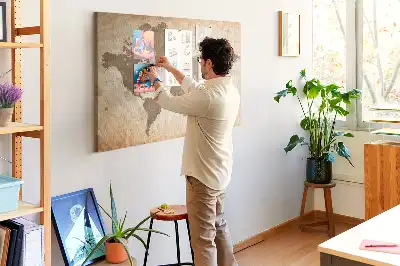 Tablica korkowa Namalowana mapa świata