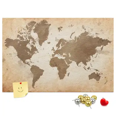 Tablica korkowa Namalowana mapa świata
