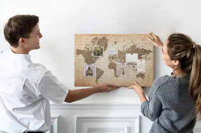 Tablica korkowa Namalowana mapa świata