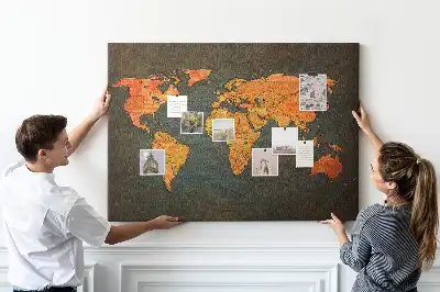 Ozdobna tablica korkowa z mapą świata