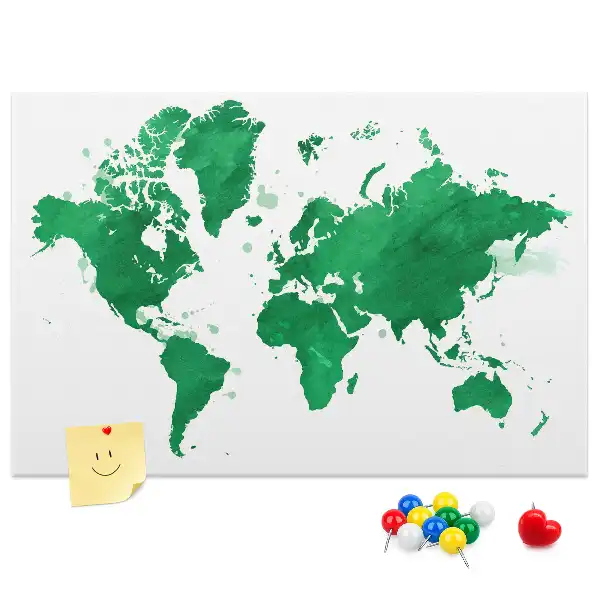 Tablica korkowa ozdobna Zielona mapa świata