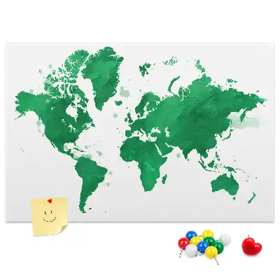 Tablica korkowa ozdobna Zielona mapa świata