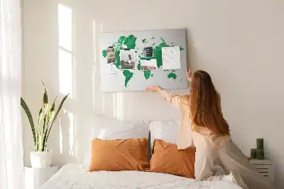 Tablica korkowa ozdobna Zielona mapa świata