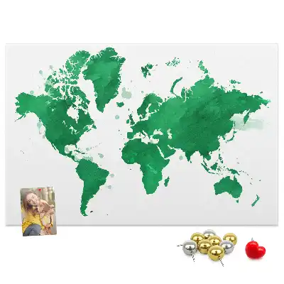 Tablica korkowa ozdobna Zielona mapa świata