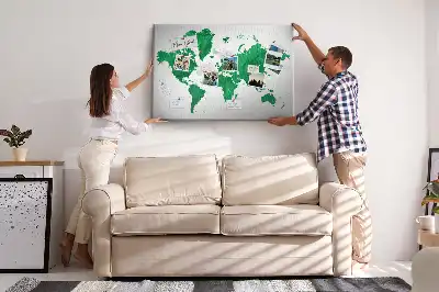 Tablica korkowa ozdobna Zielona mapa świata