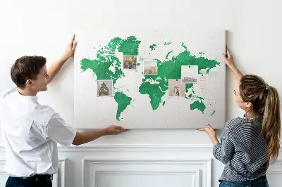 Tablica korkowa ozdobna Zielona mapa świata