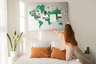 Tablica korkowa ozdobna Zielona mapa świata