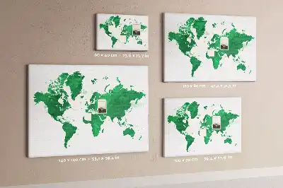 Tablica korkowa ozdobna Zielona mapa świata
