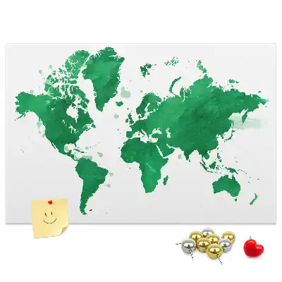 Tablica korkowa ozdobna Zielona mapa świata