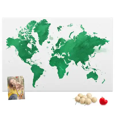 Tablica korkowa ozdobna Zielona mapa świata