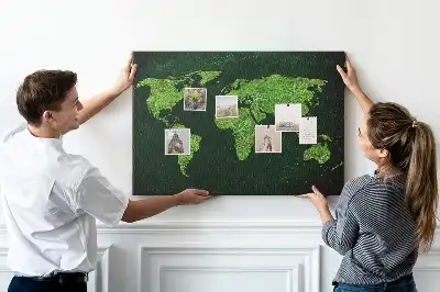 Korkowa tablica ścienna Mapa świata Trawiasta