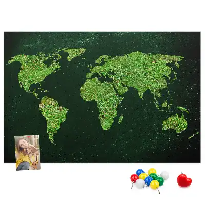 Korkowa tablica ścienna Mapa świata Trawiasta