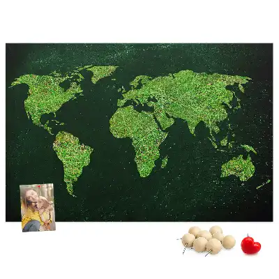 Korkowa tablica ścienna Mapa świata Trawiasta