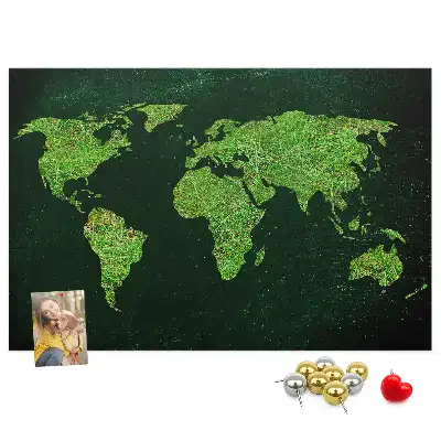 Korkowa tablica ścienna Mapa świata Trawiasta