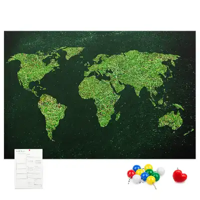 Korkowa tablica ścienna Mapa świata Trawiasta