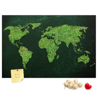 Korkowa tablica ścienna Mapa świata Trawiasta