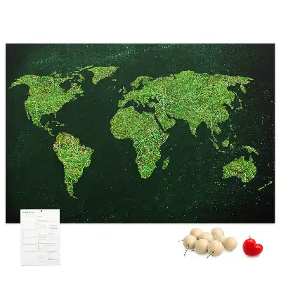 Korkowa tablica ścienna Mapa świata Trawiasta