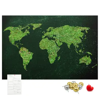 Korkowa tablica ścienna Mapa świata Trawiasta
