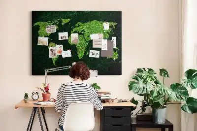 Korkowa tablica ścienna Mapa świata Trawiasta