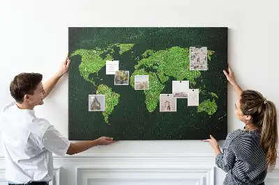 Korkowa tablica ścienna Mapa świata Trawiasta