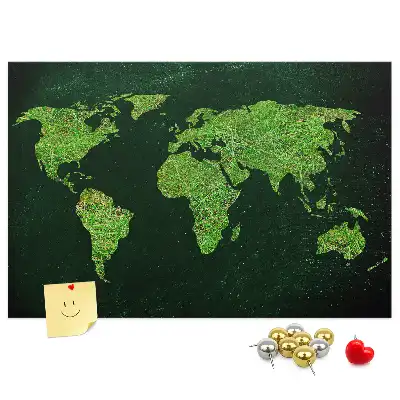 Korkowa tablica ścienna Mapa świata Trawiasta
