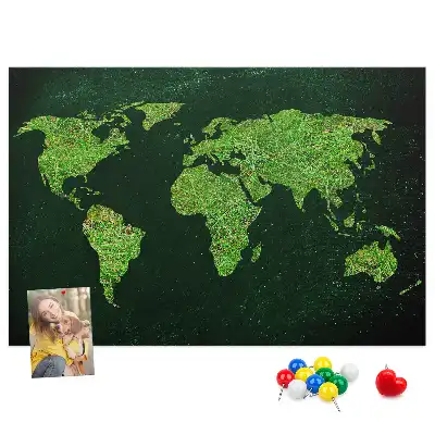 Korkowa tablica ścienna Mapa świata Trawiasta
