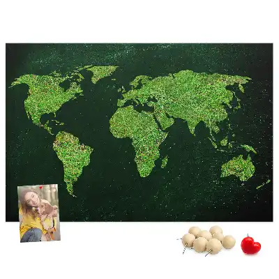 Korkowa tablica ścienna Mapa świata Trawiasta