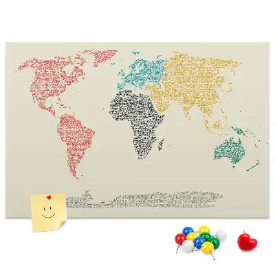 Tablica korkowa dla dzieci Mapa świata z liter