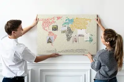 Tablica korkowa dla dzieci Mapa świata z liter