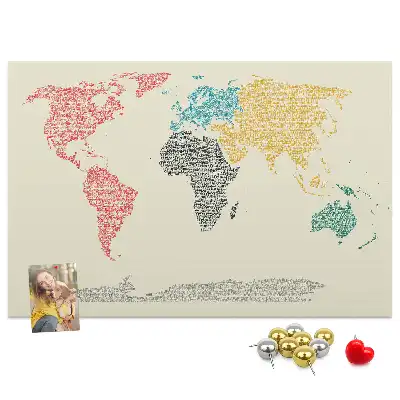 Tablica korkowa dla dzieci Mapa świata z liter