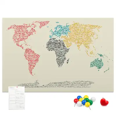 Tablica korkowa dla dzieci Mapa świata z liter