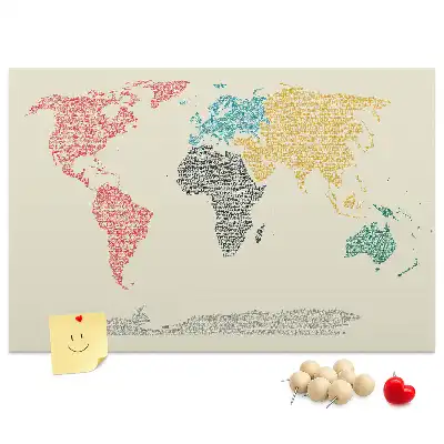 Tablica korkowa dla dzieci Mapa świata z liter