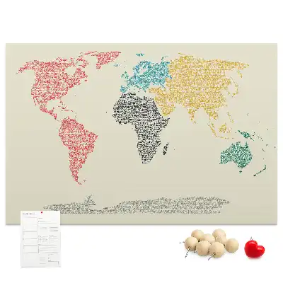 Tablica korkowa dla dzieci Mapa świata z liter
