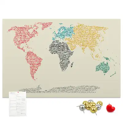 Tablica korkowa dla dzieci Mapa świata z liter