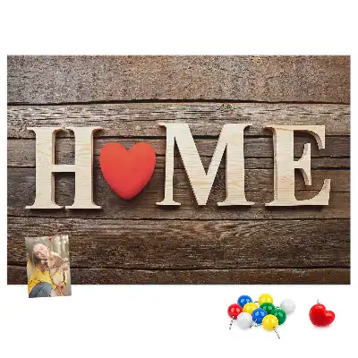 Ozdobna tablica korkowa z napisem Home