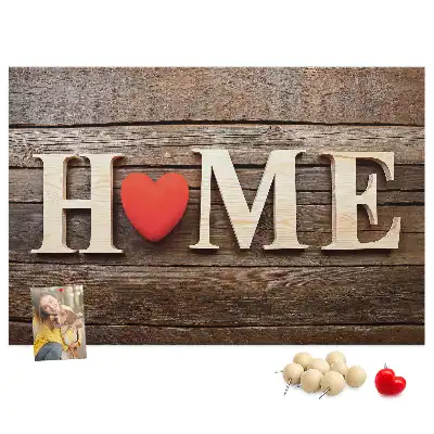 Ozdobna tablica korkowa z napisem Home